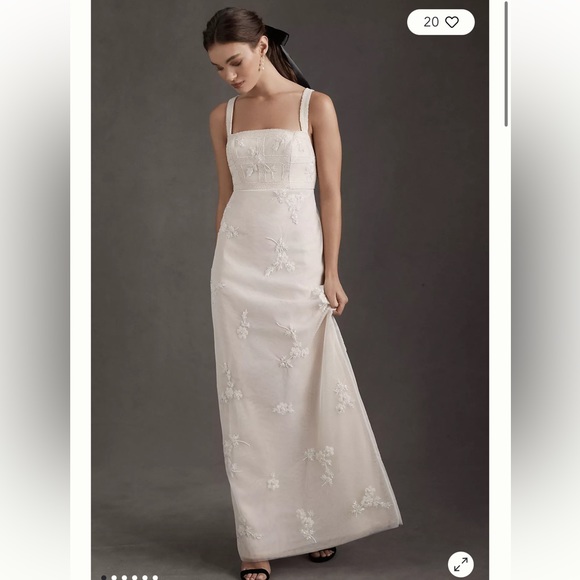 Anthropologie BHLDN Micheline Embellished Square Neck Column Wedding Dress 2 - Picture 5 of 12